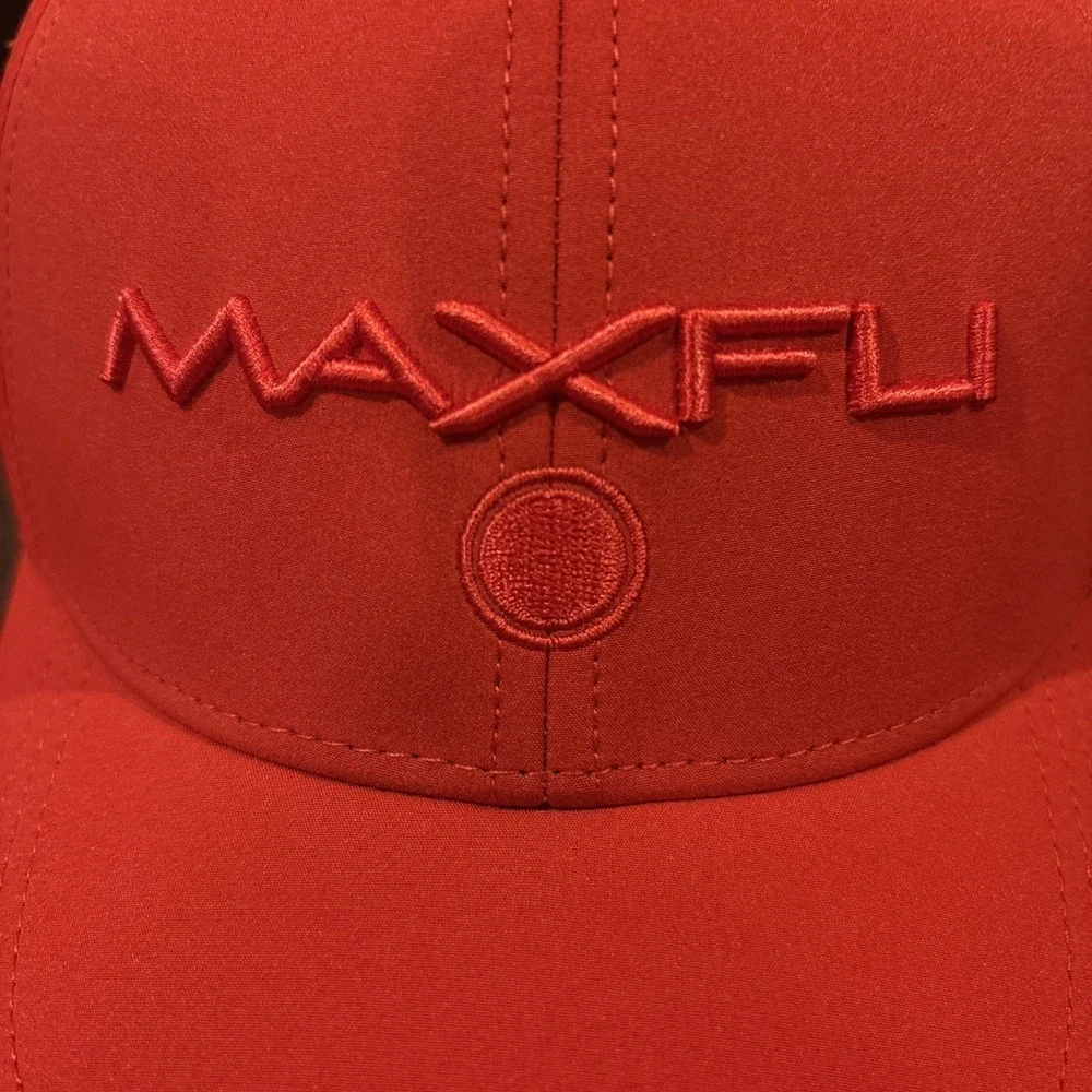 Maxfli Tech Cap Red Golf Hat Strap Back One Size Fits Most